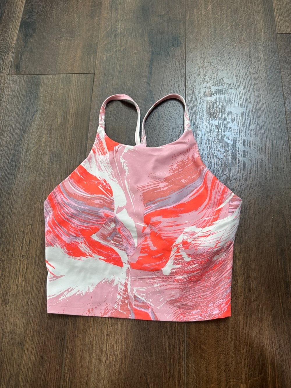 Old Navy Athletic Pink & Coral Abstract Print Cropped Tank
